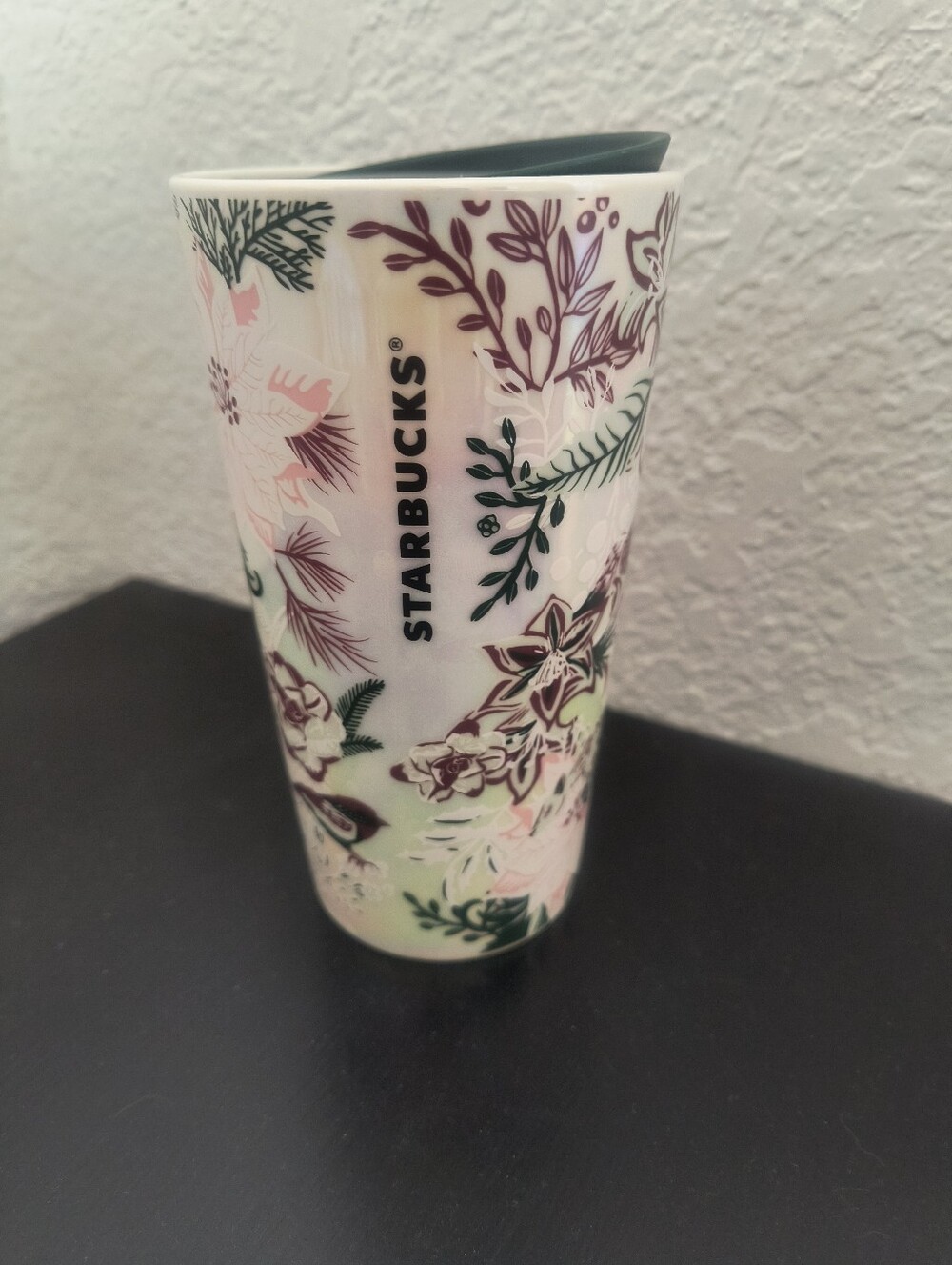 Starbucks 2022 Holiday Pink Enchanted Forest Floral Ceramic Tumbler 12oz- Rare
